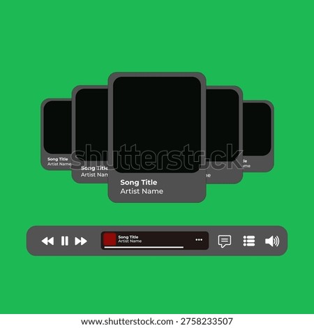 Music Display Theme: Music Platform Sample. Spotify Display template. Joox. Apple. Iphone. Google Music. SoundCloud. YouTube Music. Iphone. Android. UI. UX. User interface user experience. TikTok. Song player interface with frame for song cover