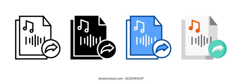 Musikverteilungs-Icon-Set-Paket. Multistyle-Icon-Kollektion, perfekt für Websites, Apps und Präsentationen. Einfache Vektorsymbol-Sammlung