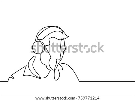 Music DJ Cool-continuous line drawing 