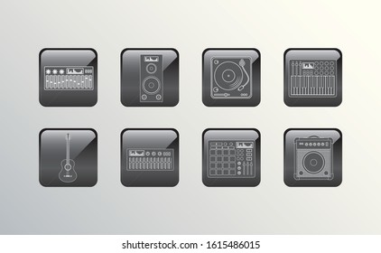 music and dj icon set pack, High Quality variety symbols Vector illustration