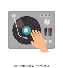 music dj party turntable technology and electronic device vector illustration