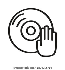music, dj, record, disk, cd, flat, vector icon, isolated on white background, vector illustration