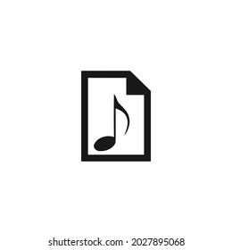 documento de música icono negro fondo blanco aislado, para web, aplicación y presentación 