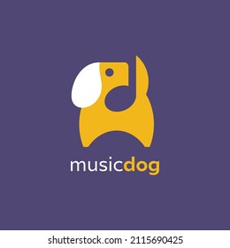 Music and Dog records logo template design. Vector illustration.