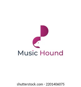 Music and Dog records logo template design. Vector illustration.