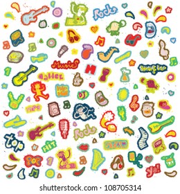 Music Doodle Collection of individual isolated elements