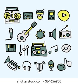 music doodle collection.vector illustration.