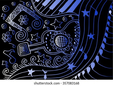 Music doodle. Hand drawing illustration.