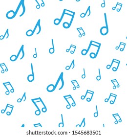 Music doodle icons seamless pattern. Hand drawn musical notes texture background.
