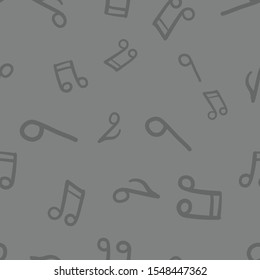 Music doodle icons seamless pattern. Hand drawn musical notes texture background.