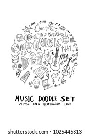 Music doodle illustration circle form on a4 paper wallpaper line sketch style