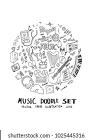 Music doodle illustration circle form on a4 paper wallpaper line sketch style