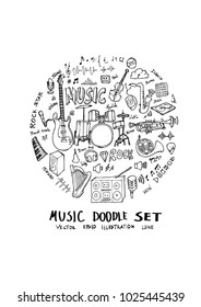 Music doodle illustration circle form on a4 paper wallpaper line sketch style