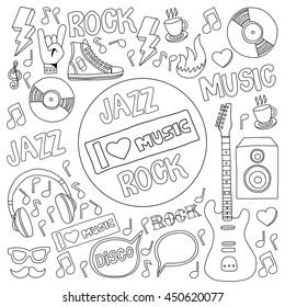 Music doodle vector set