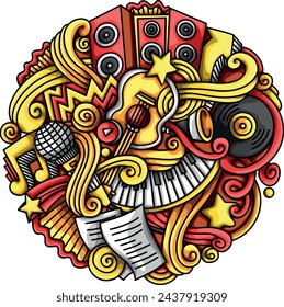 Ilustración de diseño de plantillas de vectores de Doodle de música