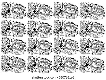 Music doodles background. Hand drawing vector illustration