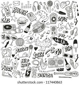 Música - colección de doodles