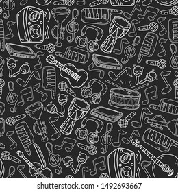 Music - doodles collection. Vector. musical instruments. seamless