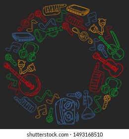 Music - doodles collection. Vector. musical instruments