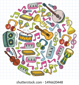 Music - doodles collection. Vector. musical instruments
