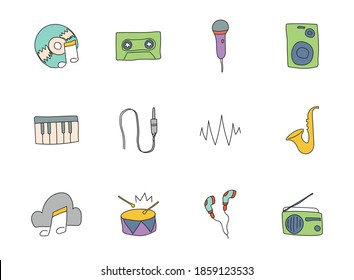 music doodles isolated on white.music icon set for web design, user interface, mobile apps and print