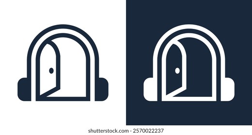 music door line logo creative Logo icon logo abstract vector illustration