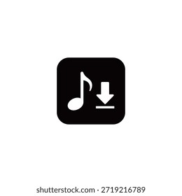 Música download áudio sólido preto vetor ícone isolado branco fundo música mp3 salvar mídia símbolo gráfico design ilustração