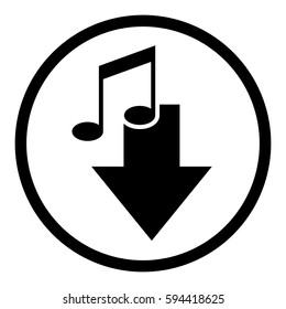 Music download icon in circle on white background