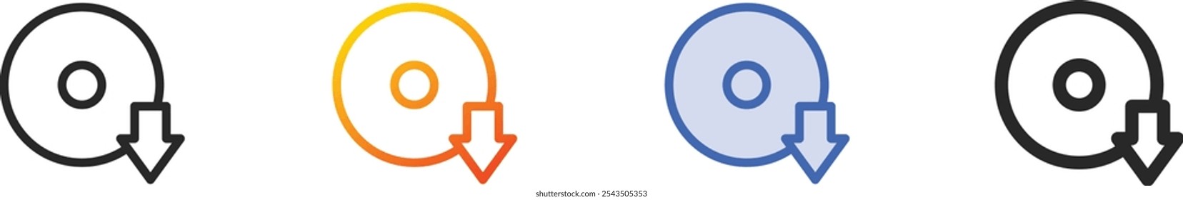 music download icon.Thin Linear, Gradient, Blue Stroke and bold Style Design Isolated On White Background