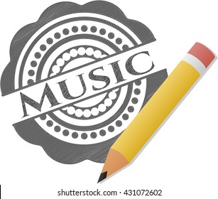 Music drawn with pencil strokes