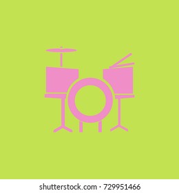 music drum set vector icon in green background