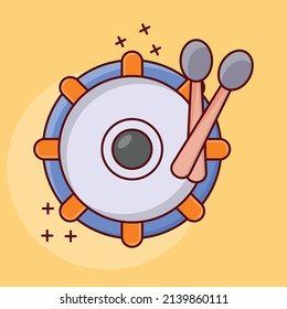 music drum Vector illustration on a transparent background.Premium quality symbols. vector line flat  icon for concept and graphic design.
