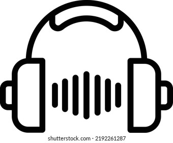 Music Earphone Icon With Outline Style, Entertainment Sign And Symbol Isolated On White Background