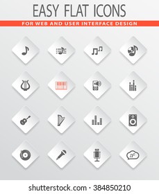 Music easy flat web icons for user interface design