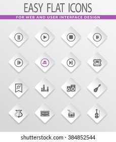 Music easy flat web icons for user interface design