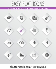 Music easy flat web icons for user interface design