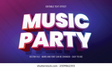 Music editable text effect, night party text style