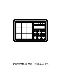 Music editing, sound mixer icon in black flat glyph, filled style isolated on white background