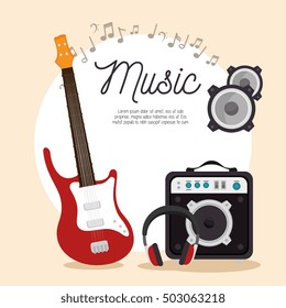 music electric guitar speaker headphone note