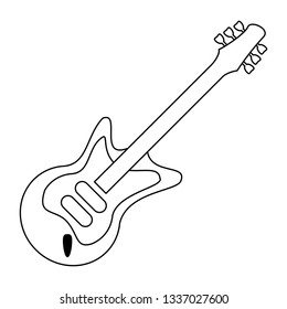 Music electric guitar symbol in black and white