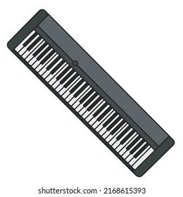 music Electronic piano keyboard 
black color icon isolated on white background.