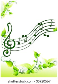 Music elements abstract floral background with place for your text
