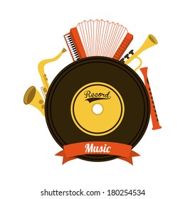 Music elements with flat design, Vector illustration