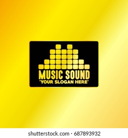 Music Emblem with Golden Background, Vector, Illustration