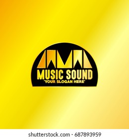 Music Emblem with Golden Background, Vector, Illustration