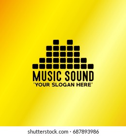 Music Emblem with Golden Background, Vector, Illustration