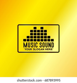 Music Emblem with Golden Background, Vector, Illustration