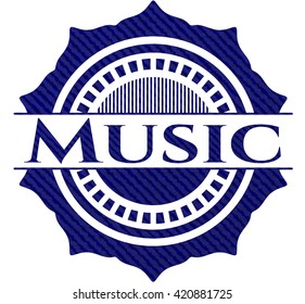 Music emblem with jean texture