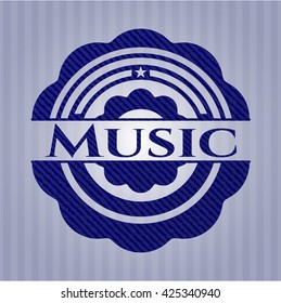 Music emblem with jean texture