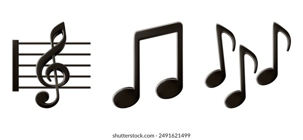 Music emoticon emoji. Musical note sheet, lines of keys, treble clef, staff for musical concert, karaoke singing or radio listening. Jazz orchestra, violin and piano or vocal song. Dance festival logo